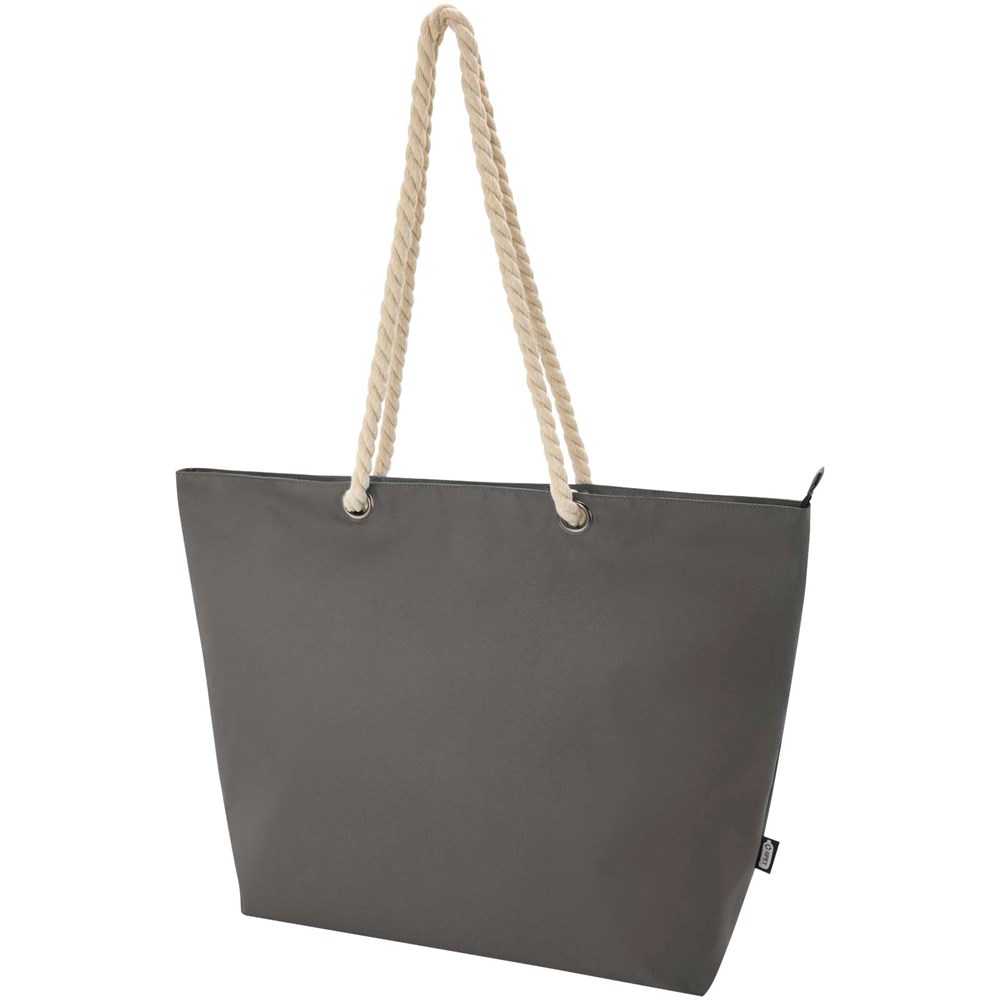 Panama Strandkühltasche mit Kordelgriffen aus recyceltem GRS-Material, 23L grau