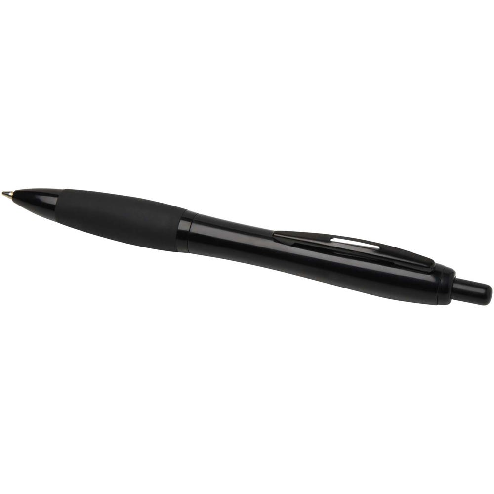 Stylo bille Nash en plastique recyclé avec garnitures noires (encre noire) noir
