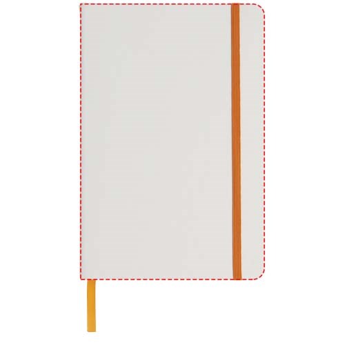 Spectrum weisses A5 Notizbuch mit farbigem Gummiband weiss, orange