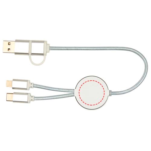 Câble 5 en 1 Alasia en aluminium et plastique recyclés de 30 cm pour la synchronisation des données et la charge rapide de 27 W Argent