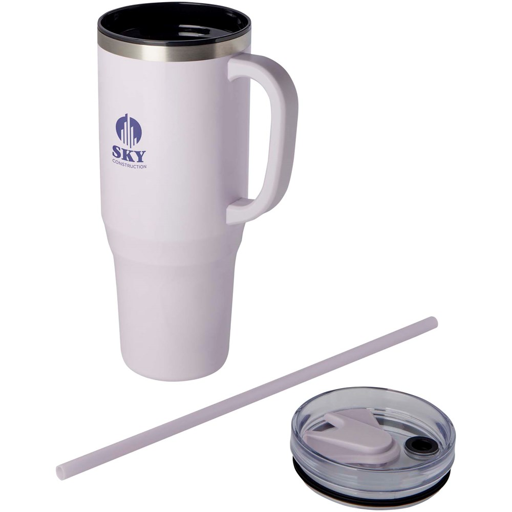 Mug isotherme Melbourne 1200 ml certifié RCS avec paille Lilas
