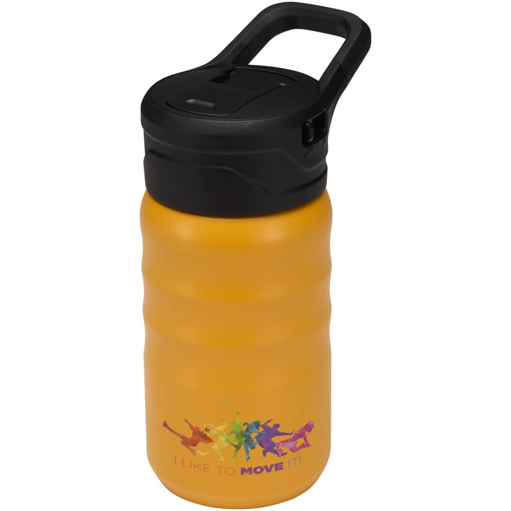 Gourde de sport Knox 350 ml en acier inoxydable à double paroi recyclé RCS avec paille rabattable Jaune