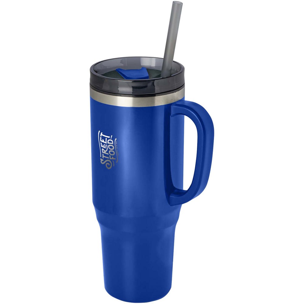 Mug isotherme Melbourne 1200 ml certifié RCS avec paille Bleu royal