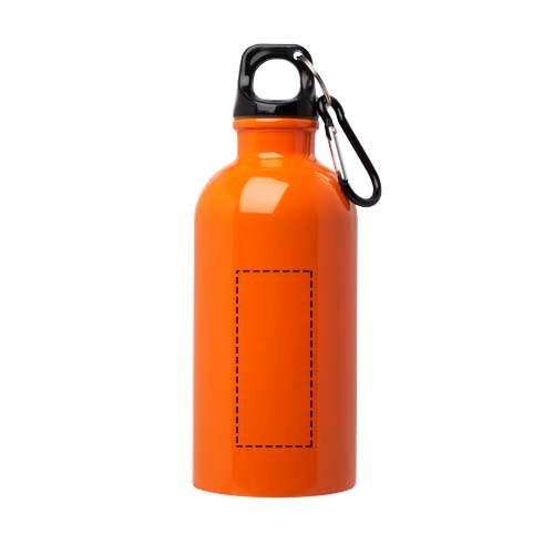 Bouteille d'eau Oregon de 400 ml simple paroi en acier recyclé certifié RCS avec mousqueton Orange