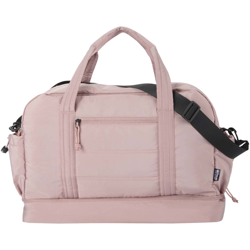 Sac de voyage Puffer recyclé certifié GRS avec fond isolé de 30 L Rose poudré