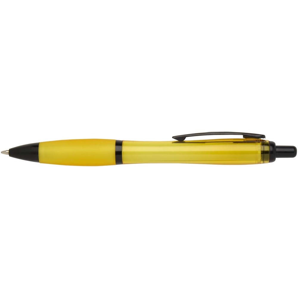 Stylo bille Nash en plastique recyclé avec garnitures noires (encre noire) jaune