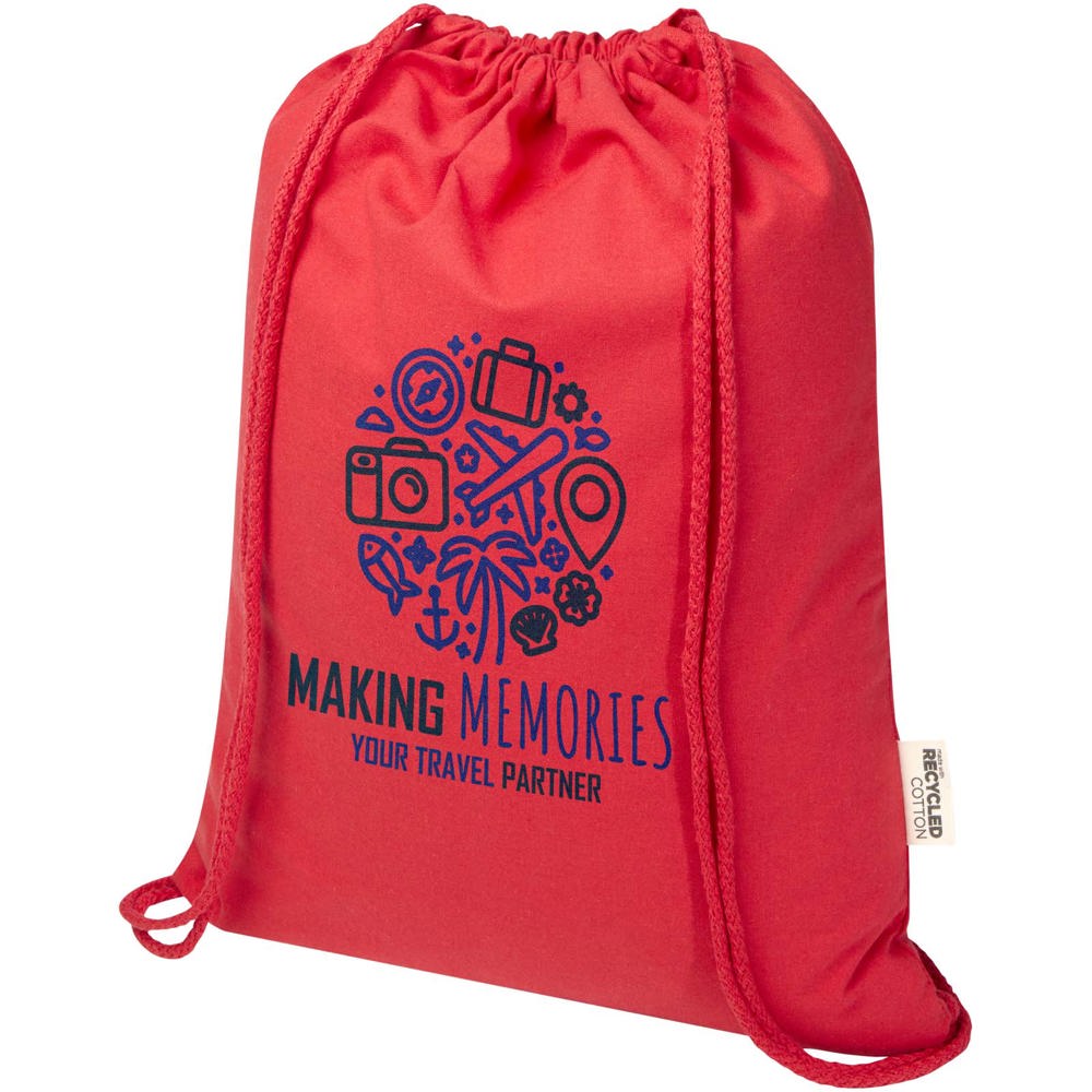 Sac de 5 L avec cordon Oregon Blend en coton recyclé 140 g/m² certifié GRS Rouge