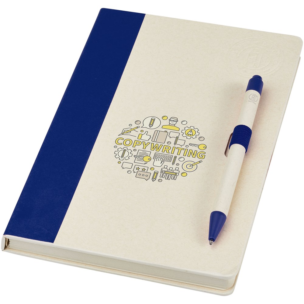 Ensemble carnet de notes format A5 et stylo bille, à partir de briques de lait recyclées, Dairy Dream bleu