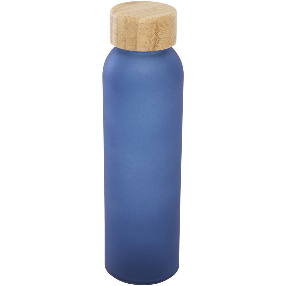 Lume 500 ml Flasche aus mattiertem Kalknatronglas mit Bambusdeckel Ozeanblau