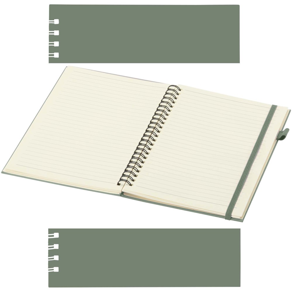 Cahier à spirales Liss A5 à couverture rigide en plastique recyclé Vert bruyère