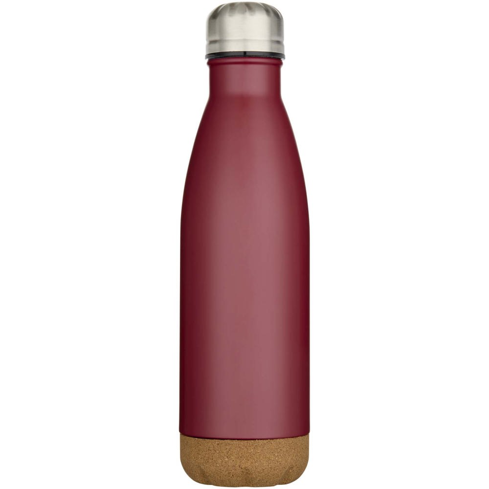 Cove 500 ml doppelwandige, vakuumisolierte Trinkflasche aus Edelstahl mit Korkdetails rot