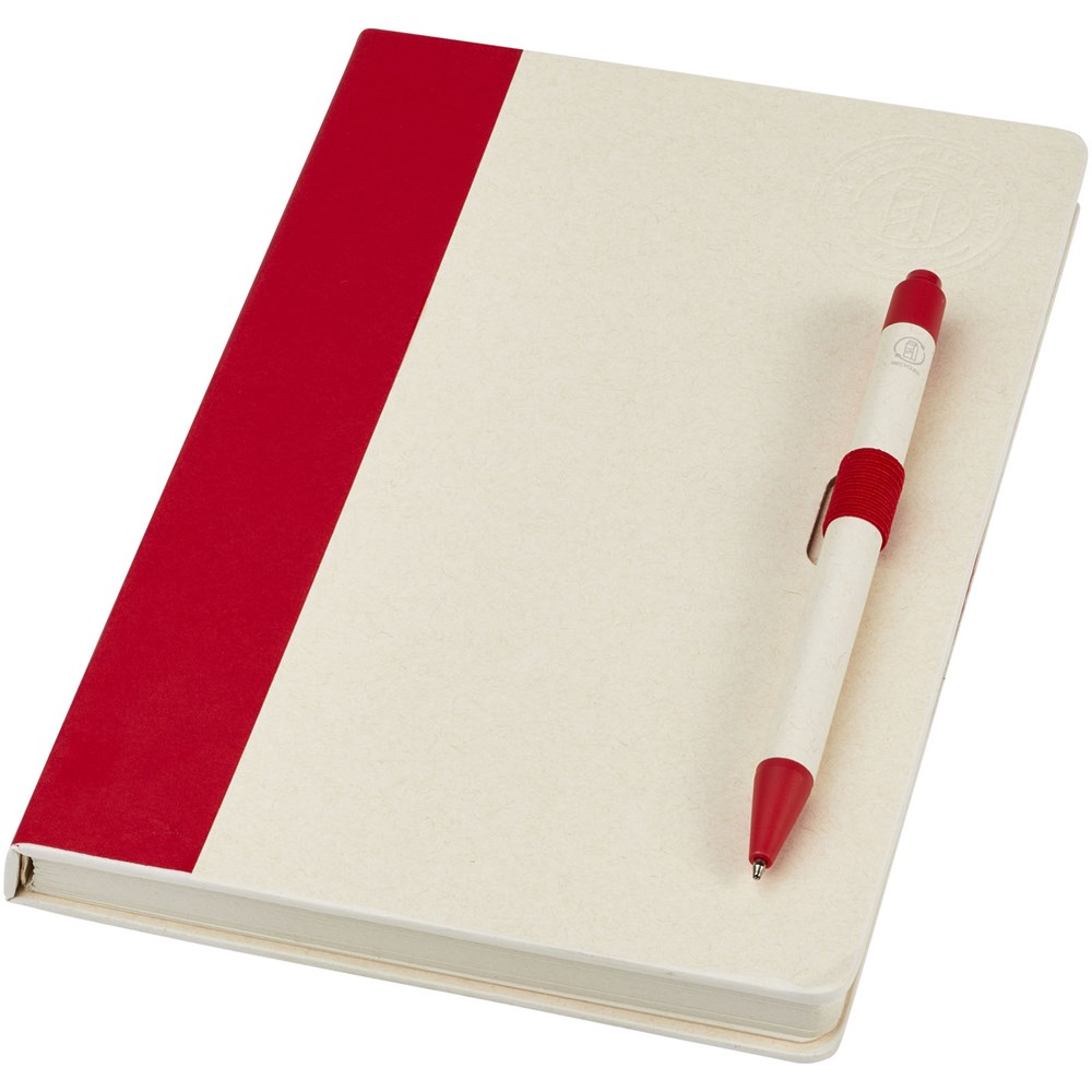 Ensemble carnet de notes format A5 et stylo bille, à partir de briques de lait recyclées, Dairy Dream rouge