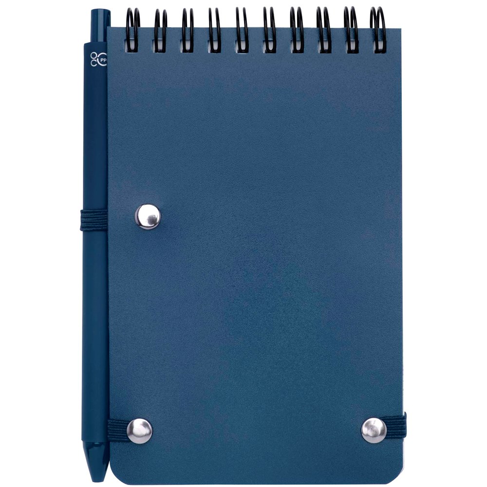 Thalaasa A6 Hardcover Notizbuch aus Ocean Bound Kunststoff mit Kugelschreiber (schwarze Mine) Ozeanblau