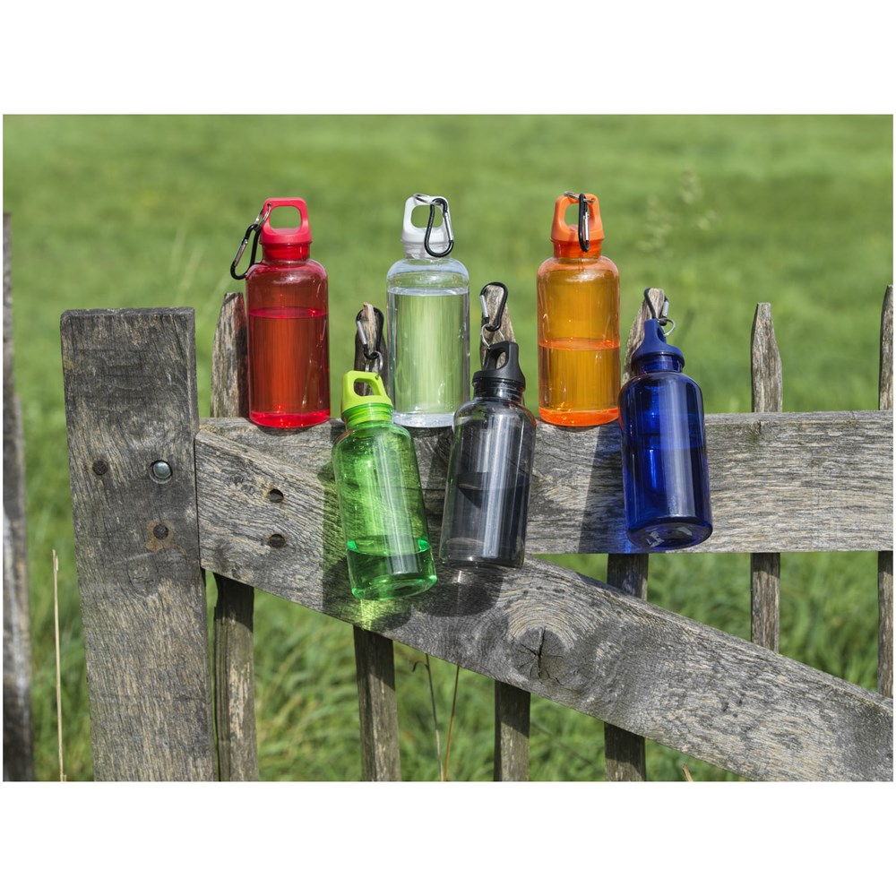 Bouteille d'eau Oregon de 400 ml en plastique recyclé avec mousqueton Vert