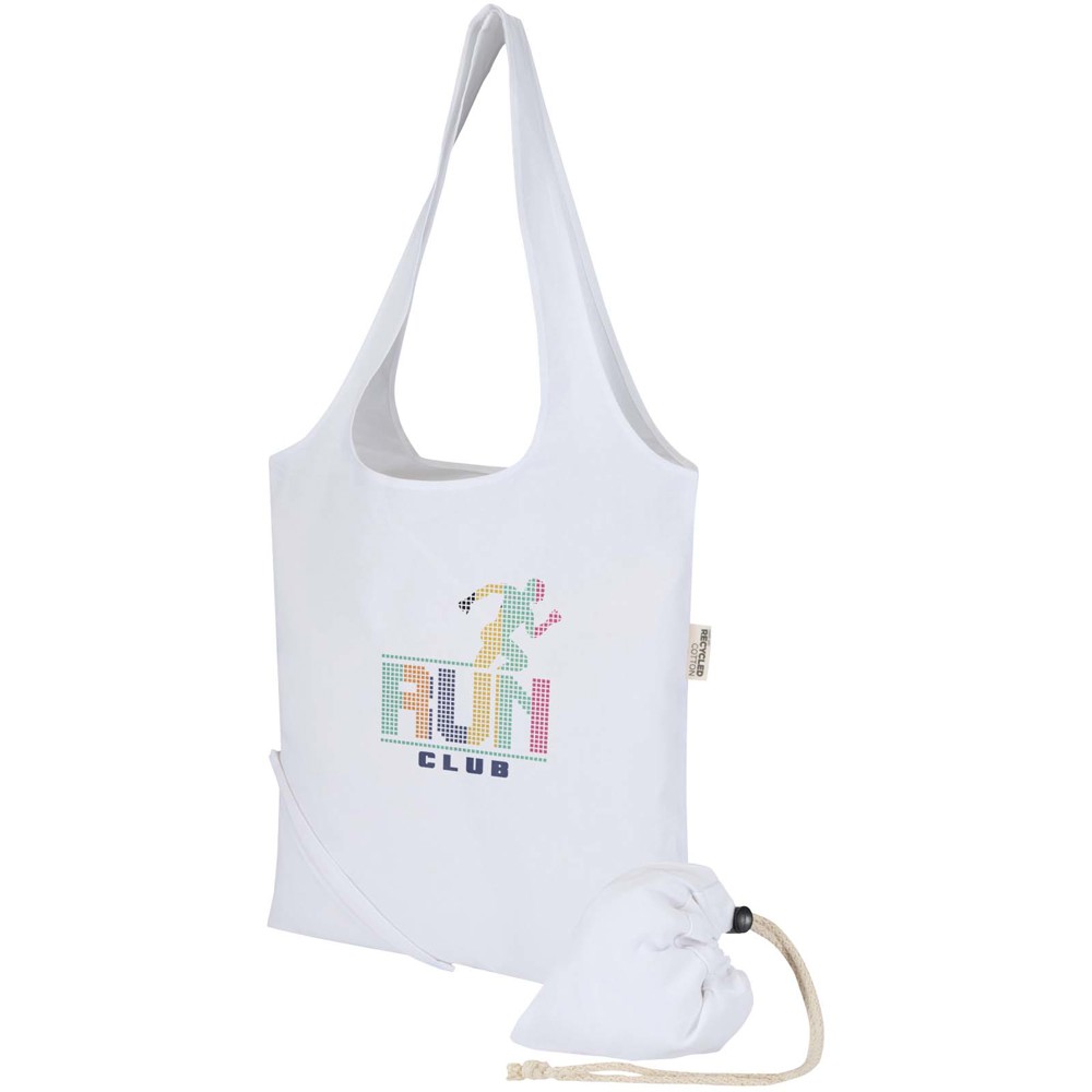 Madras Blend 140 g/m², GRS-zertifizierte, faltbare Baumwoll Tragetasche, 7 l Weiss