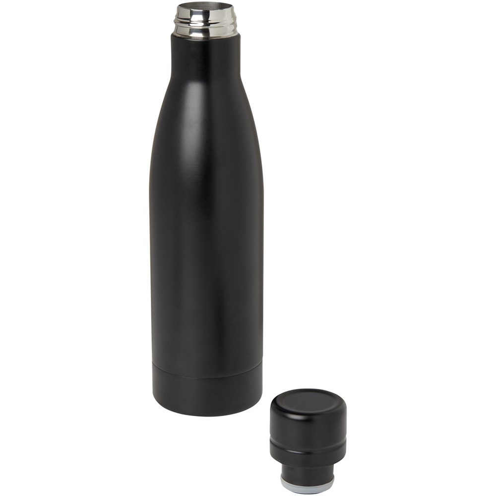 Bouteille isotherme Vasa en acier inoxydable recyclé certifié RCS de 500 ml avec isolation par le vide et couche de cuivre Noir