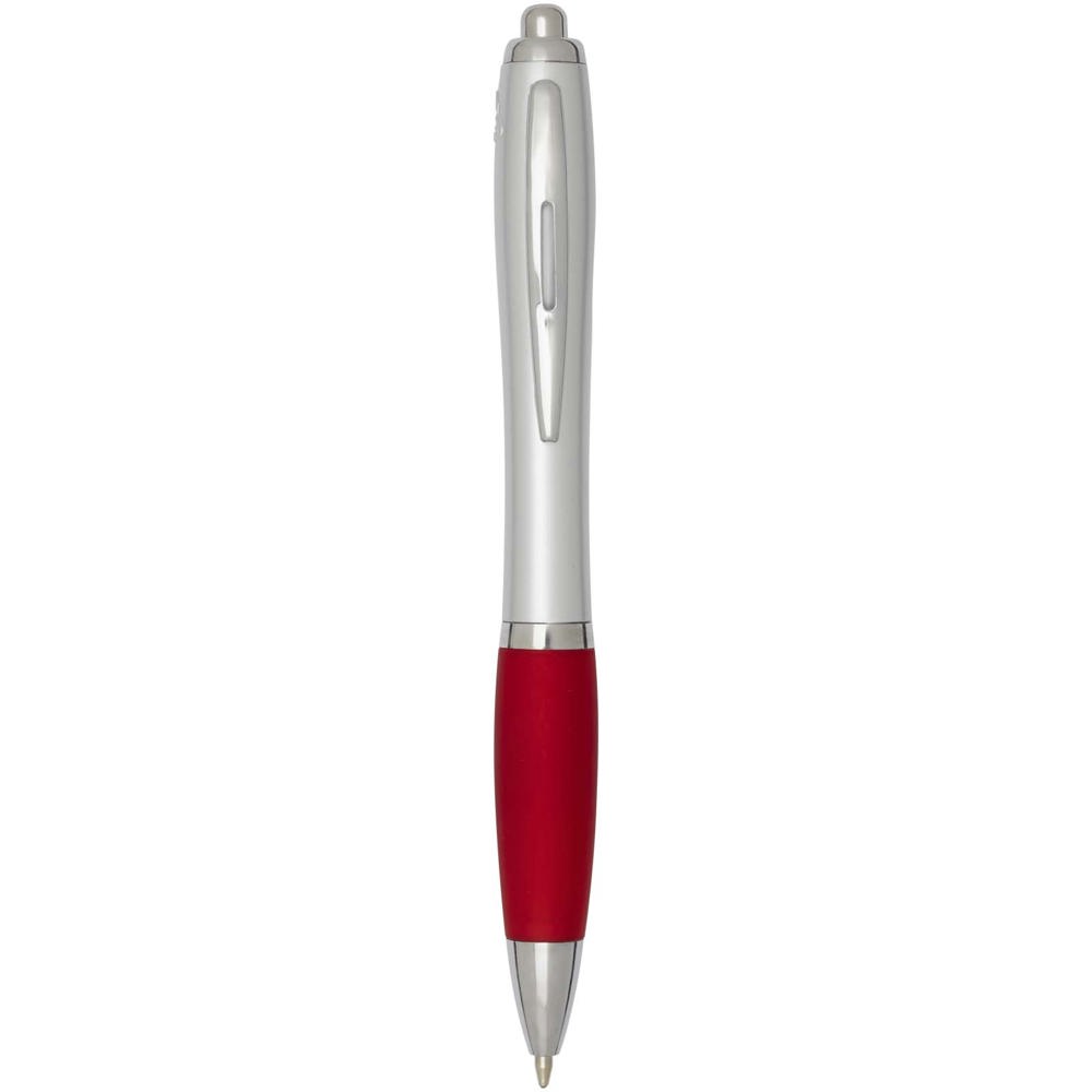 Nash RCS Kugelschreiber aus recyceltem Kunststoff mit silbernem Schaft und farbigem Griff (schwarze Tinte) Rot