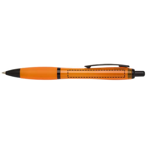 Stylo bille Nash en plastique recyclé avec garnitures noires (encre noire) Orange