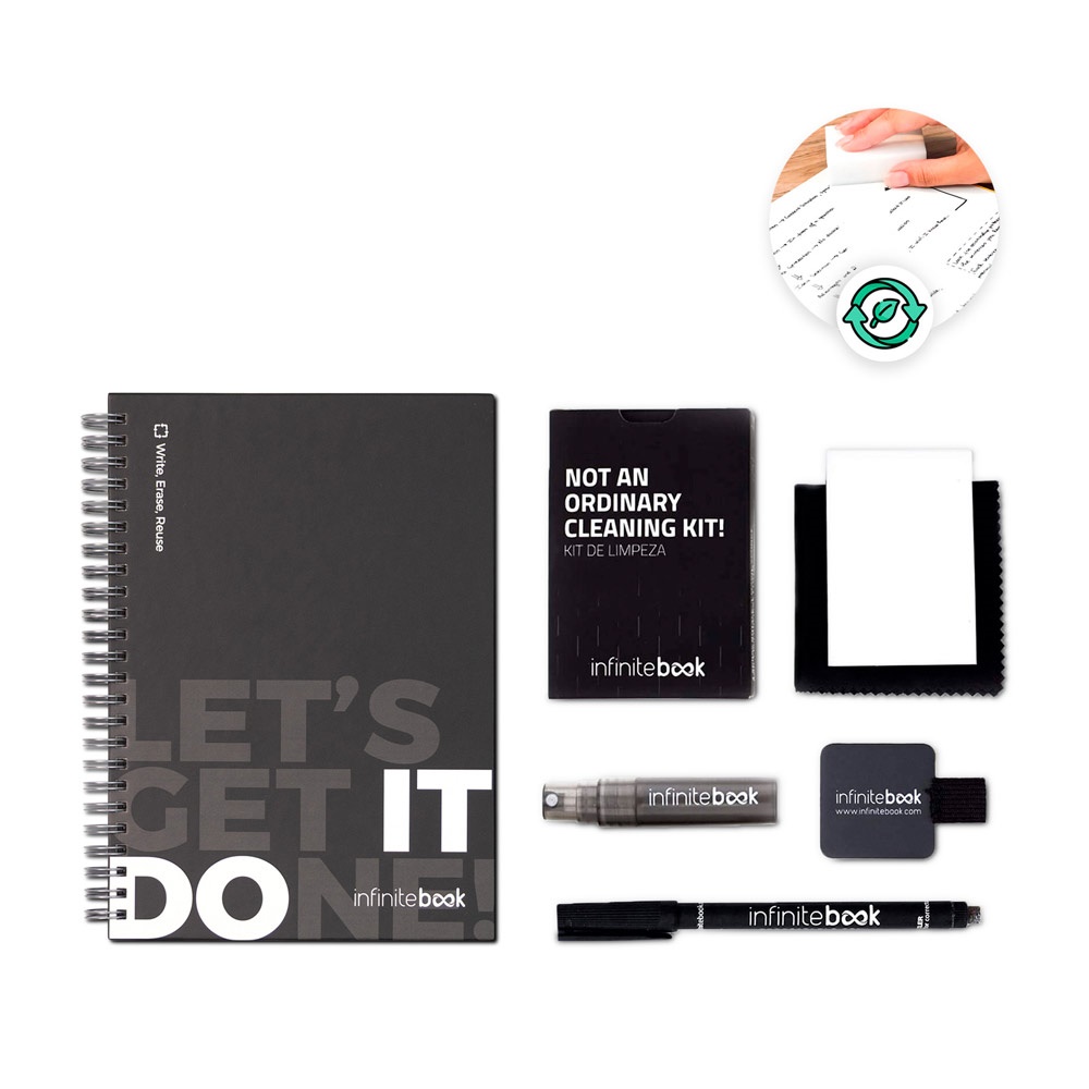 STARTER KIT INFINITEBOOK Set bestehend aus einem Infinitebook mit Hardcover, einem Reinigungsset, einem Marker und einem Kugelschreiberhalter