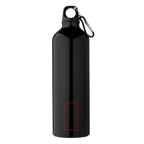 Bouteille d'eau Oregon de 770 ml en aluminium recyclé certifié RCS avec mousqueton Noir