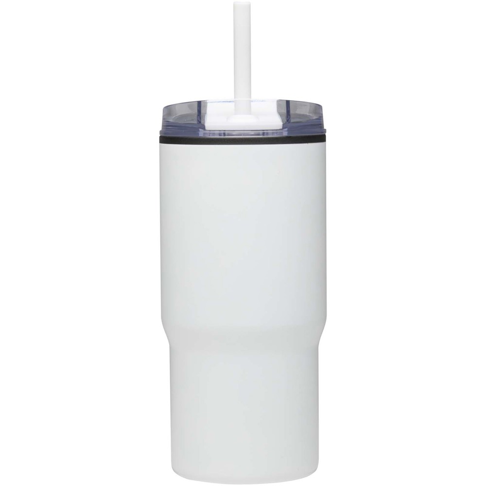Gobelet isotherme à double paroi Westin 540 ml en RCS recyclé, avec paille Blanc