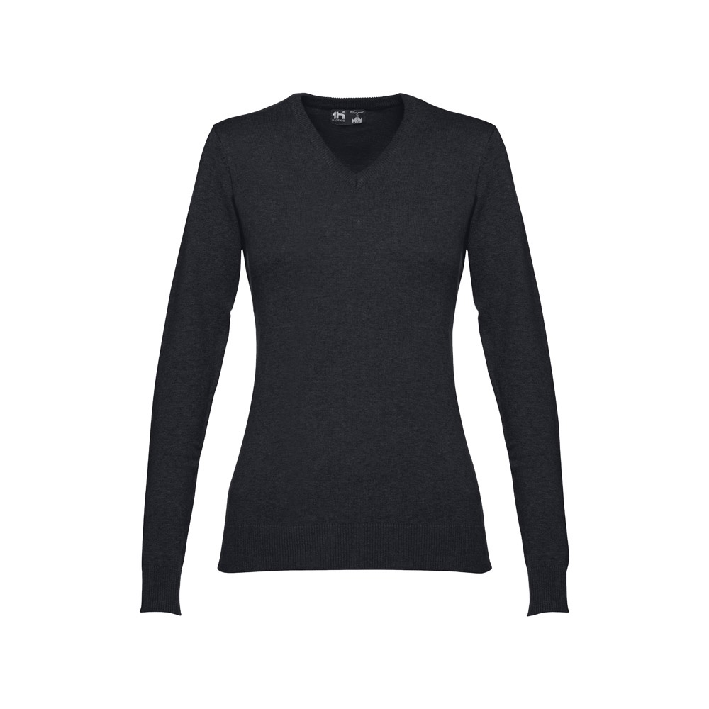 THC MILAN WOMEN Pullover mit V-Ausschnitt für Damen aus Baumwolle und Polyamid schwarz