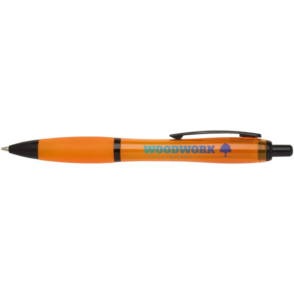 Stylo bille Nash en plastique recyclé avec garnitures noires (encre noire) Orange