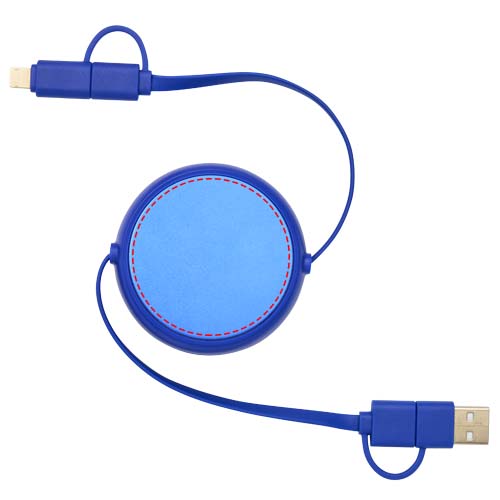 Alasia 100 cm 5-in-1 Kabel aus recyceltem Kunststoff und Aluminium, einziehbar, für Datenübertragung und mit 45W Schnellladung royalblau