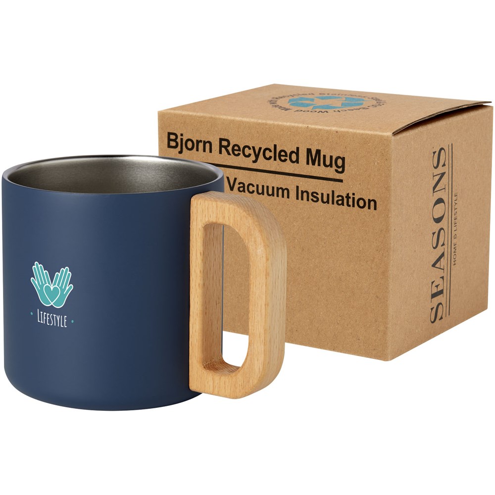 Tasse Bjorn de 360 ml en acier inoxydable recyclé certifiée RCS avec isolation sous vide et couche de cuivre Bleu foncé