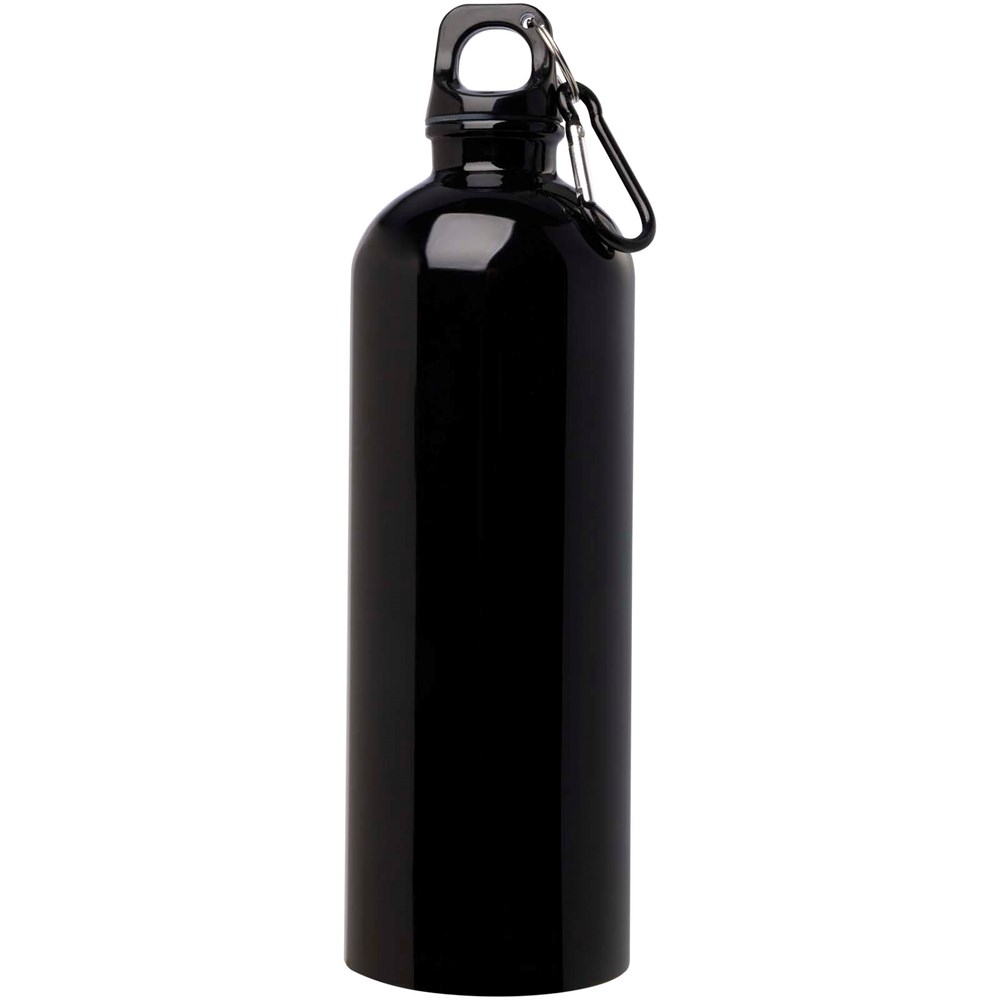 Bouteille d'eau Oregon de 750 ml simple paroi en acier recyclé certifié RCS avec mousqueton Noir
