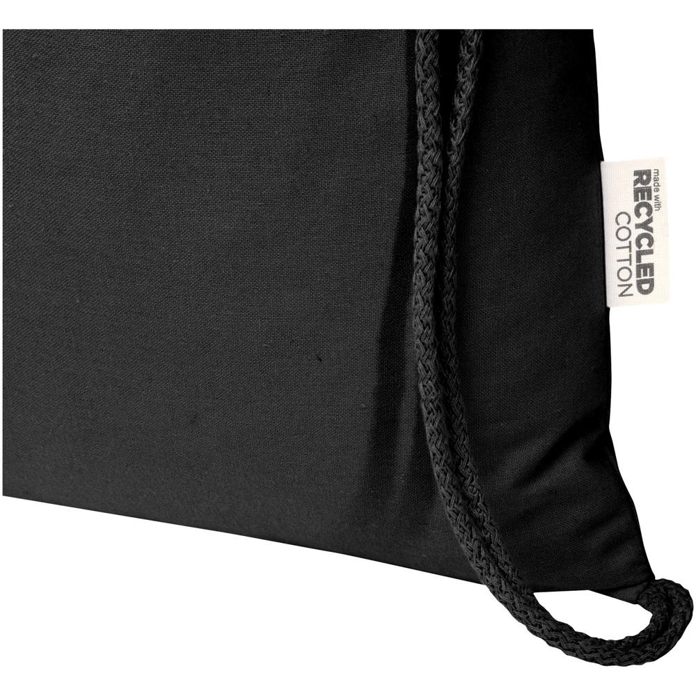 Sac de 5 L avec cordon Oregon Blend en coton recyclé 140 g/m² certifié GRS Noir