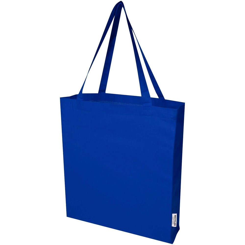 Madras 140 g/m² Baumwoll Tragetasche mit Seitenfalten aus GRS recycelter Baumwolle royalblau