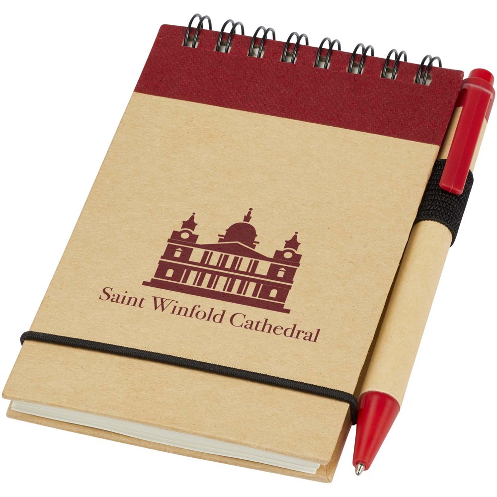 Zuse A7 Recycling Notizblock mit Stift natur, rot