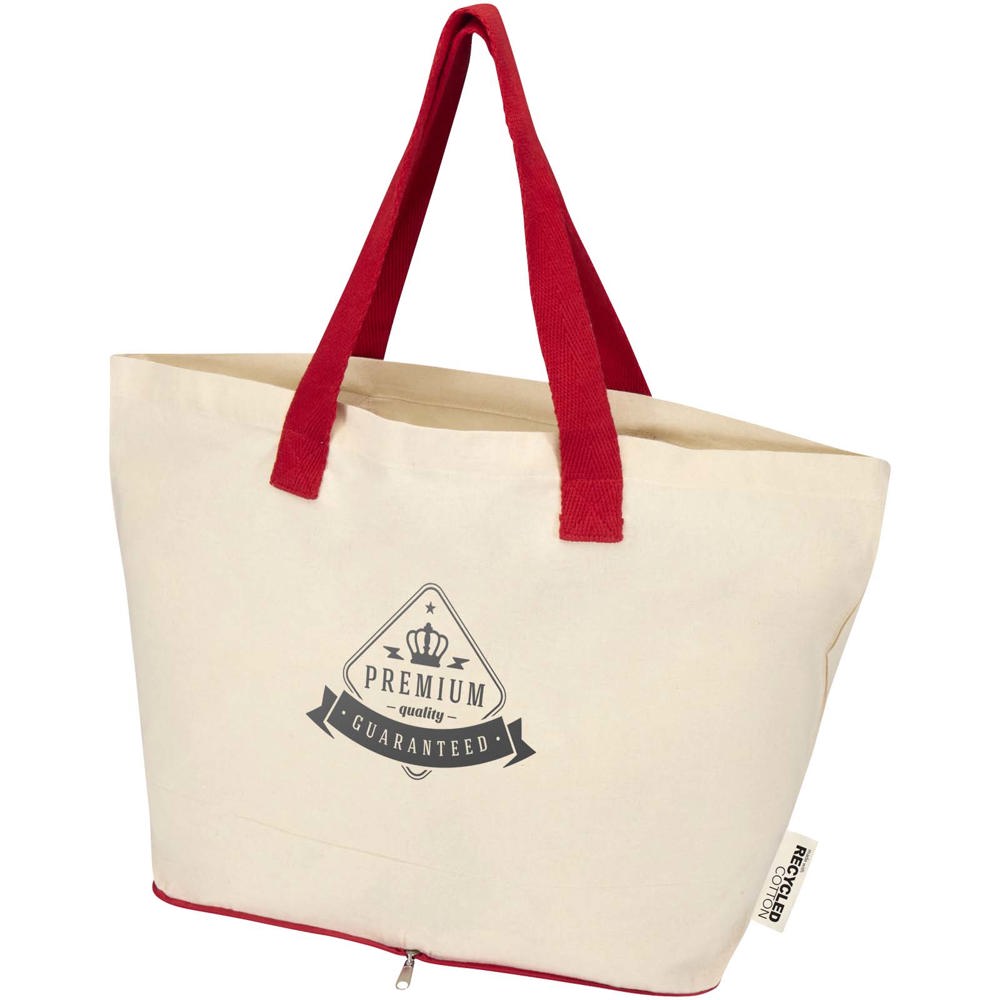 Sac shopping Sierra pliable en coton recyclé GRS 140 g/m2 7 L Naturel, Rouge