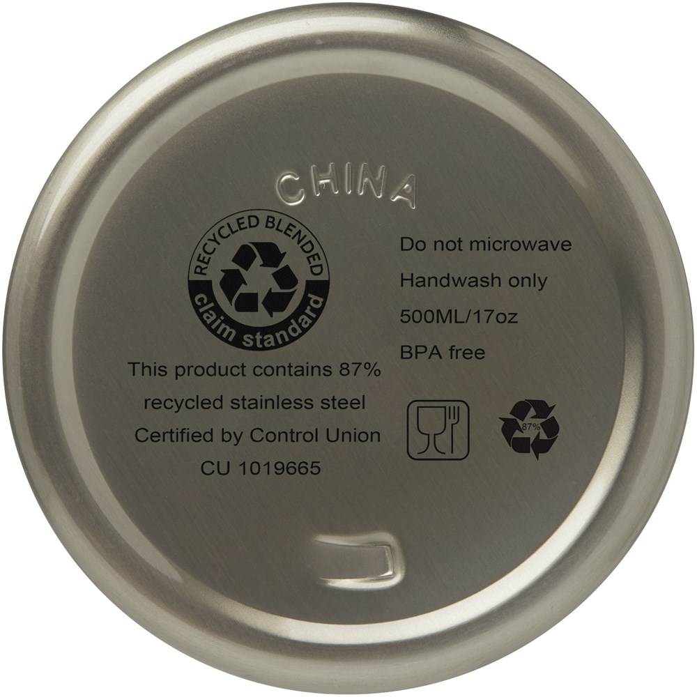 Bouteille isotherme Vasa en acier inoxydable recyclé certifié RCS de 500 ml avec isolation par le vide et couche de cuivre Titane