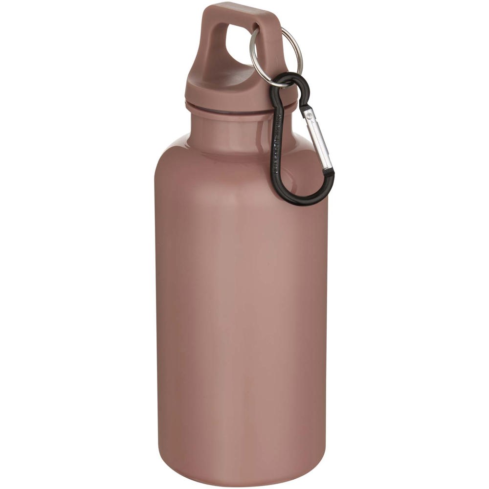 Bouteille d’eau Oregon de 400 ml en plastique recyclé uni certifié RCS avec mousqueton Rose poudré
