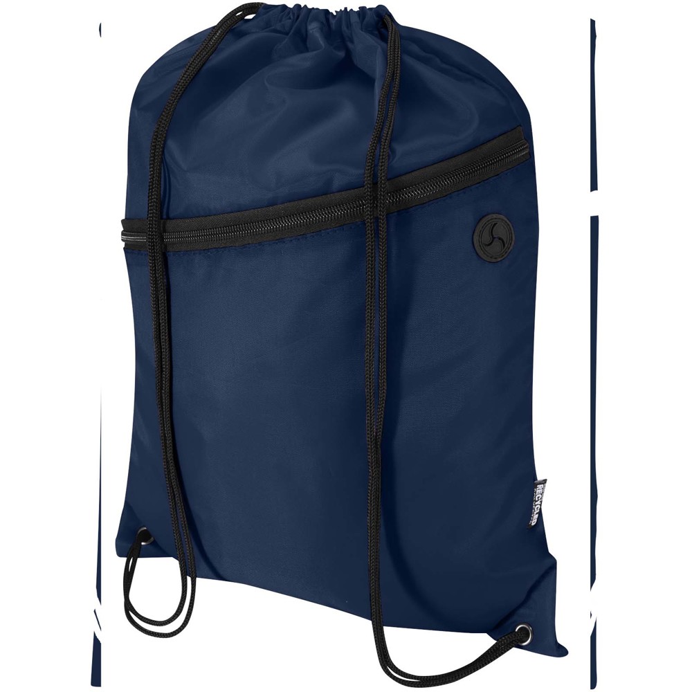 Sac à cordon Oriole en RPET avec poche avant zippée, 5 L Marine