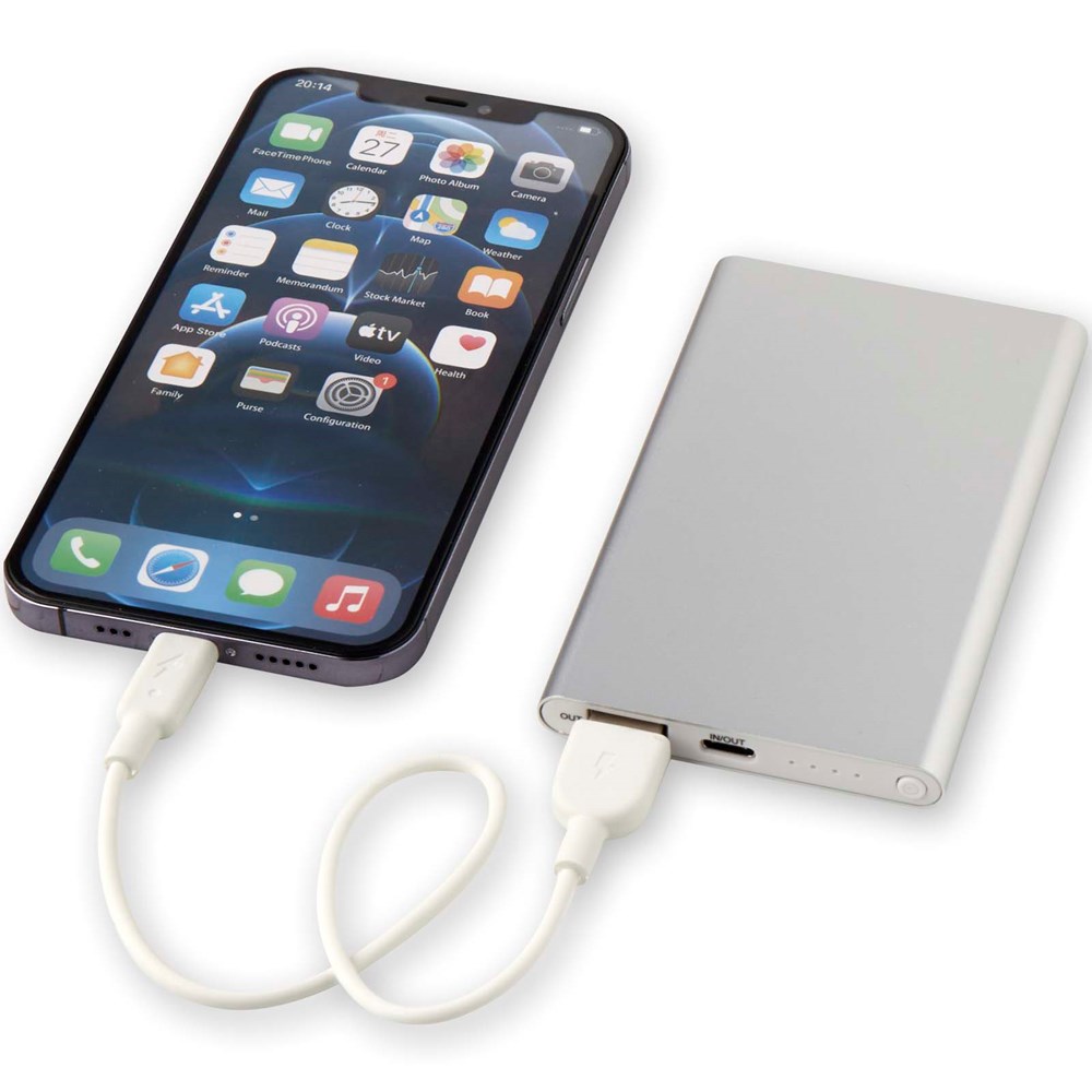 Pep 4000 mAh Type-C Powerbank aus recyceltem Aluminium Silber