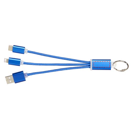 Metal 3-in-1 Ladekabel mit Schlüsselanhänger royalblau