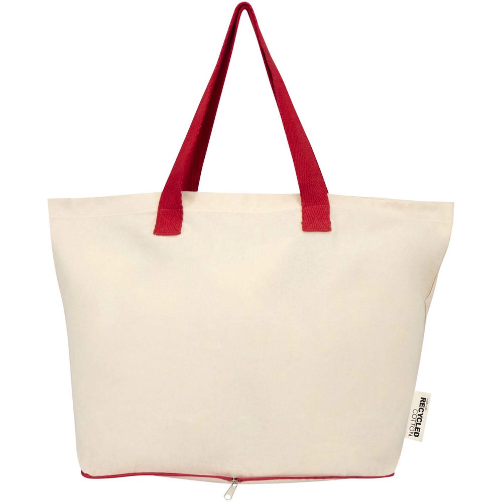 Sac shopping Sierra pliable en coton recyclé GRS 140 g/m2 7 L Naturel, Rouge