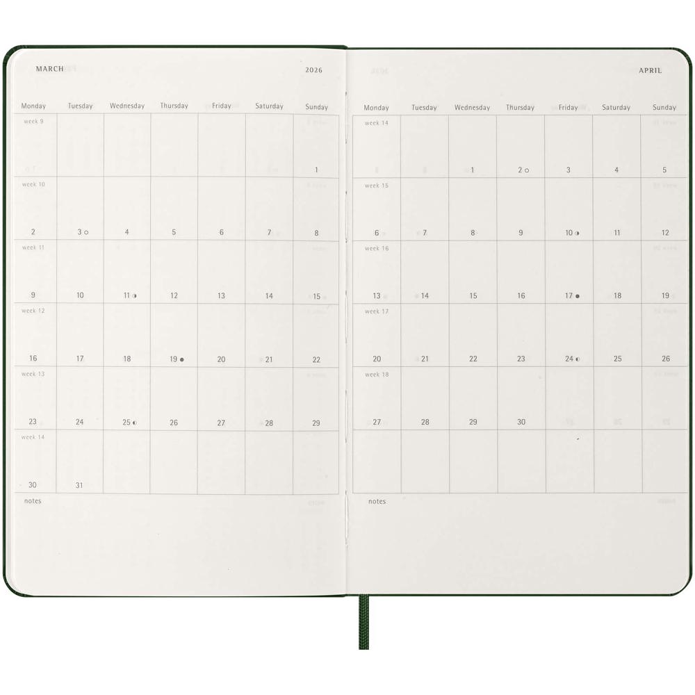 Agenda L quotidien 12 mois Moleskine à couverture rigide Vert myrte