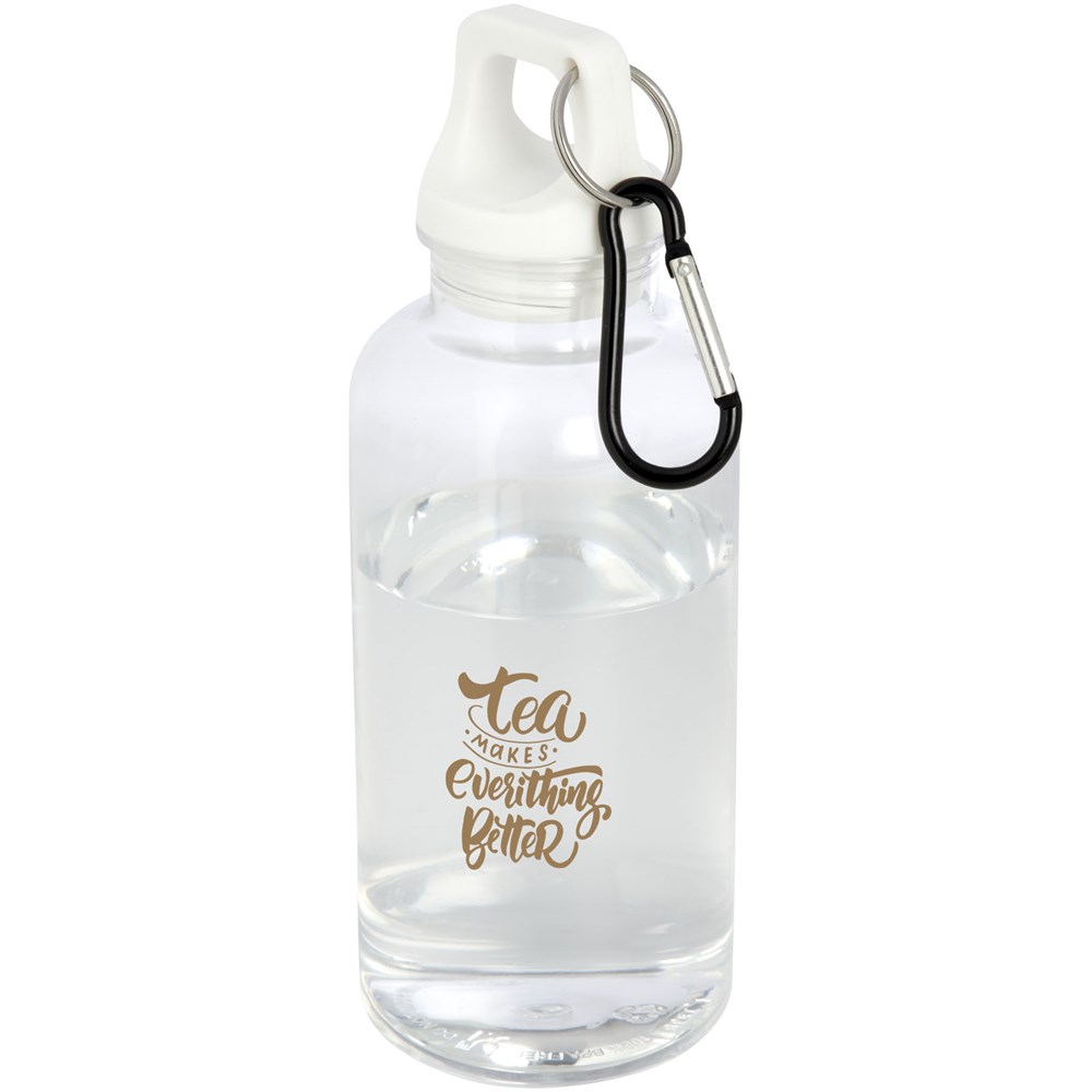 Bouteille d'eau Oregon de 400 ml en plastique recyclé avec mousqueton Blanc
