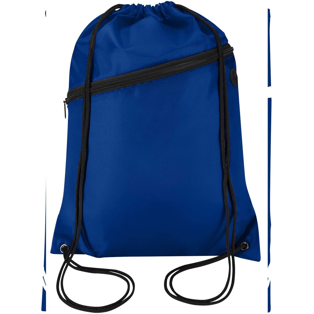 Sac à cordon Oriole en RPET avec poche avant zippée, 5 L Bleu royal