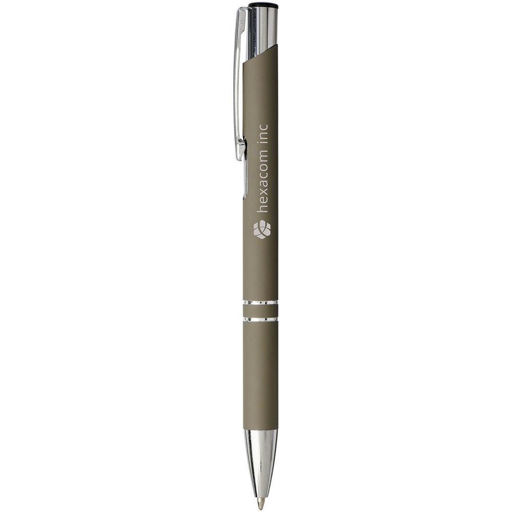 Stylo bille rétractable doux au toucher Moneta (encre noire) Gris foncé