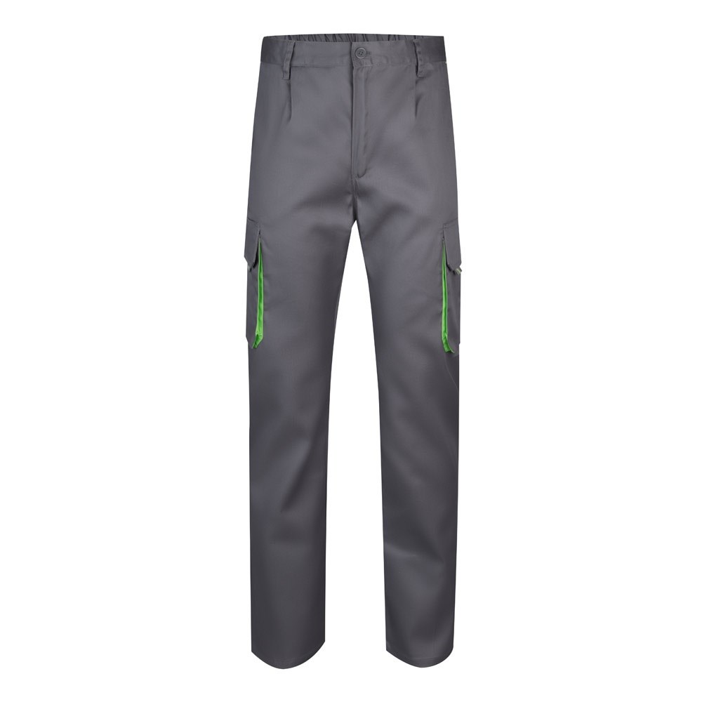 VL HYPNOS Zweifarbige Twill-Hose mit mehreren Taschen (200 g/m²), aus Baumwolle (35 %) und Polyester (65 %) Grau, Grün