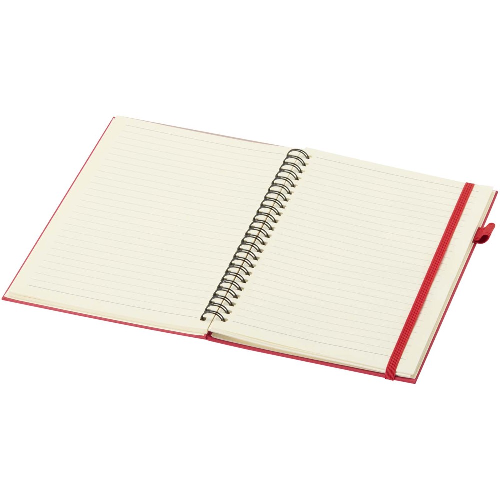 Cahier à spirales Liss A5 à couverture rigide en plastique recyclé rouge