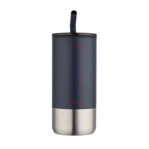 Gobelet isotherme Grayson 480 ml certifié RCS avec paille en silicone Marine