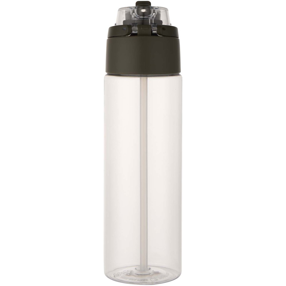 Bouteille d'eau Theron de 700 ml en plastique recyclé RCS, avec bouchon double fonction et paille rabattable Vert forêt