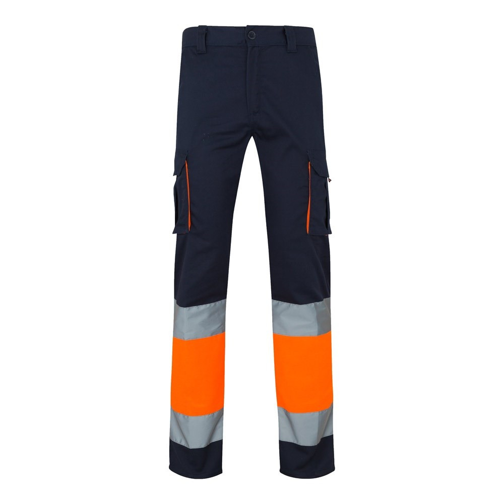 VL ZEUS. Zweifarbige Stretch-Hose mit mehreren Taschen (240 g/m²), aus Baumwolle (46 %), EME (38 %)