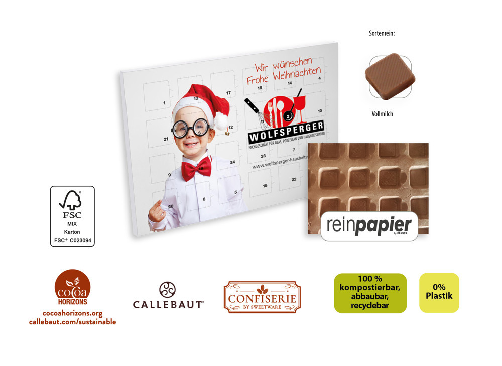 Tisch Adventskalender aus Reinpapier individuell bedruckt